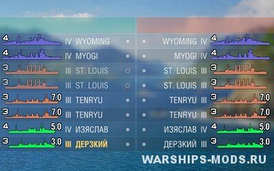 цветные иконки кораблей от DeCease для World of Warships